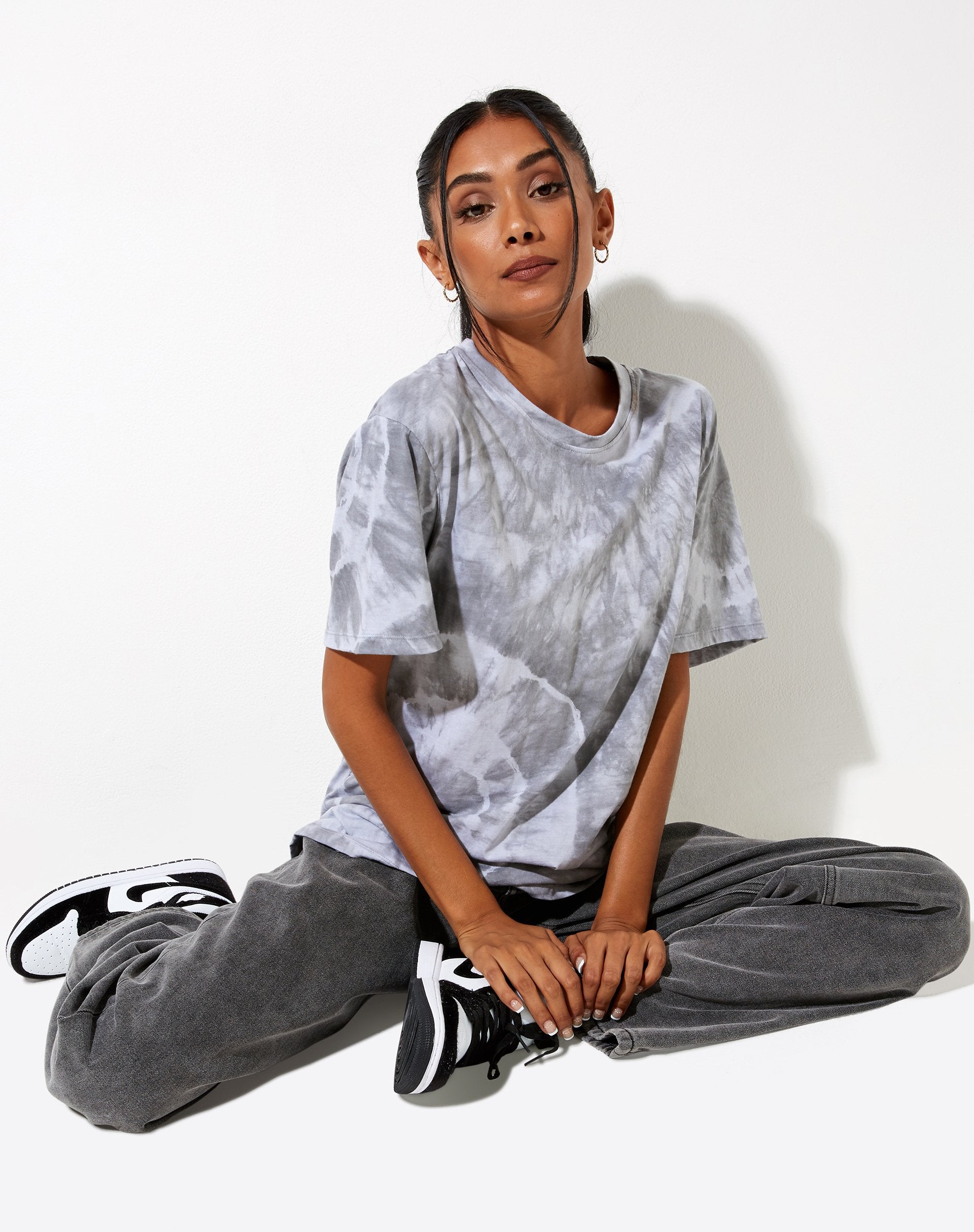 Grey Tie Dye Oversized T-Shirt | Oversize – motelrocks-com-us