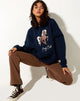 Image of Oversize Hoodie in Navy Pony Club Mix Embro