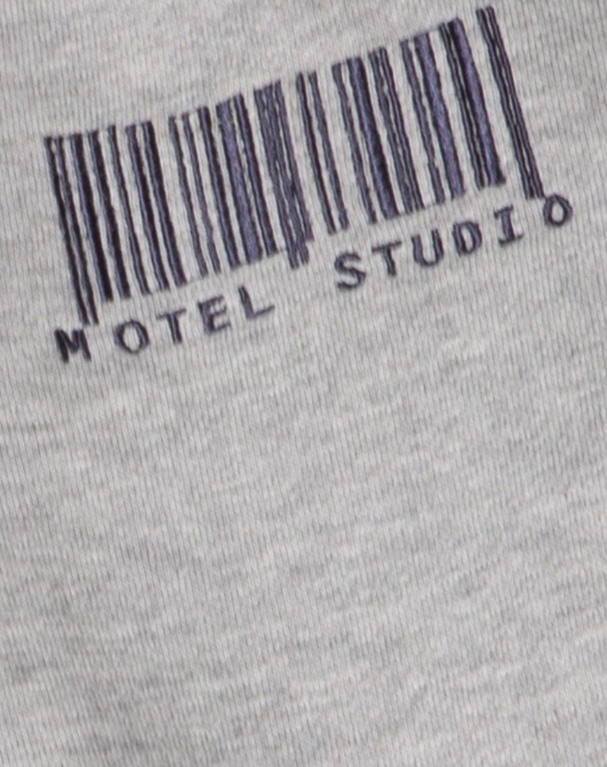 Image of Oversize Hoody in Greymarl Motel Barcode Embro