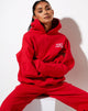 Image of Oversize Hoodie in Racing Red with Angel Energy Embro