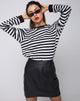 Image of Oversize Longsleeve Tee in I Want Change BW Stripe