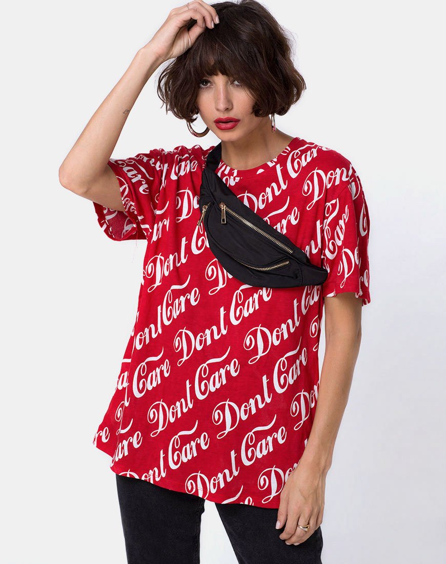Oversize Basic Tee in Red Don’t Care Full Print
