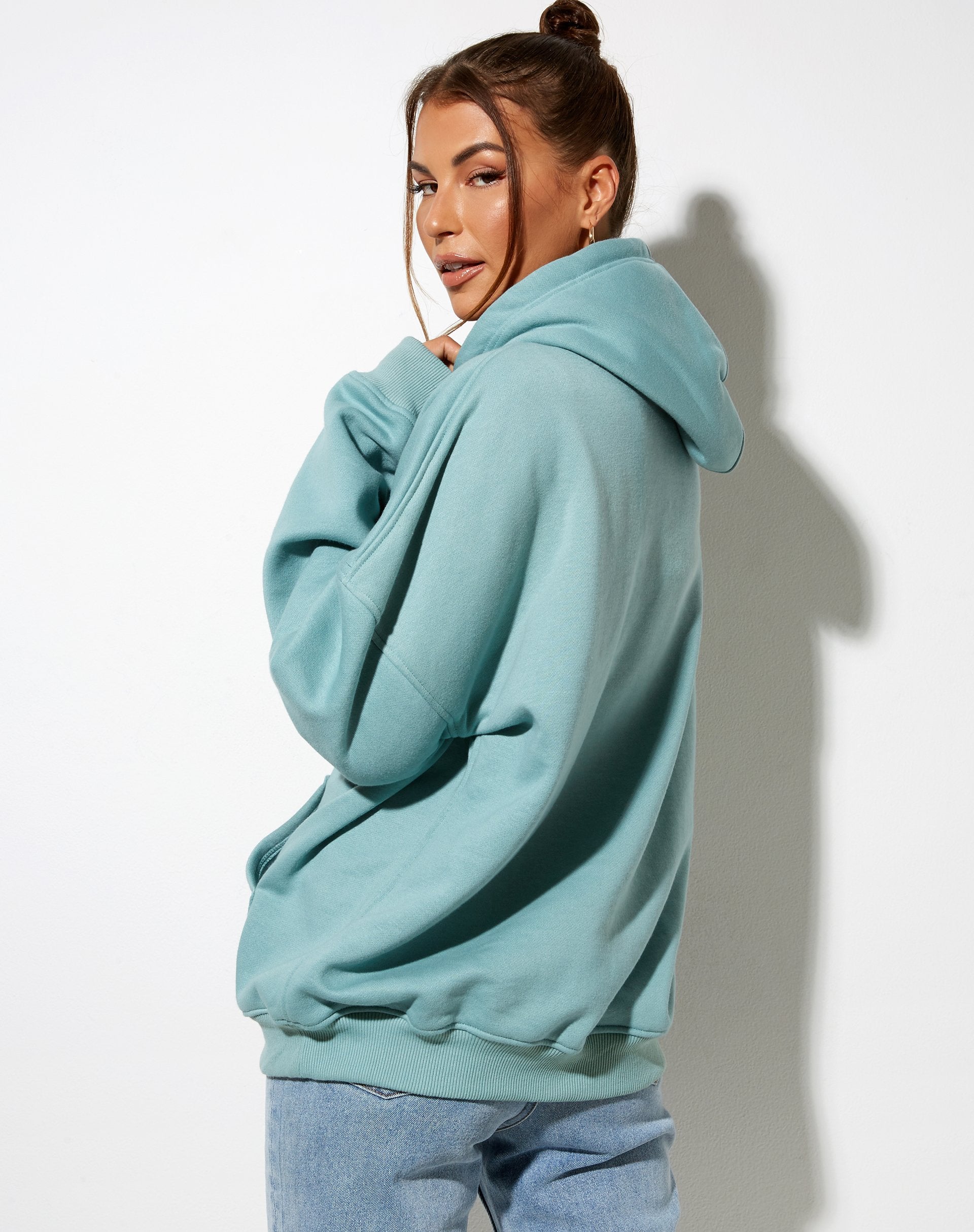 Image of Oversize Hoodie in Seafoam Angel Embro