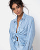 Image of Oxford Shirt in Basic Stripe Blue and White