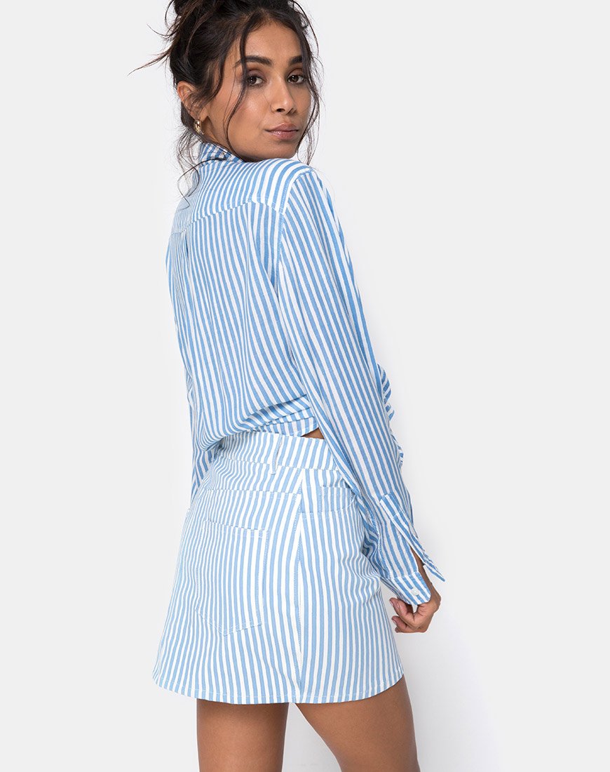 Image of Oxford Shirt in Basic Stripe Blue and White