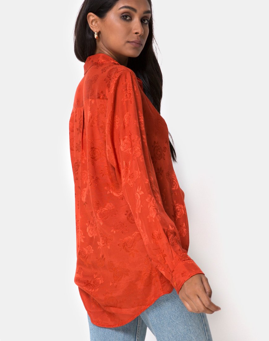 Image of Oxford Shirt in Satin Rust Rose