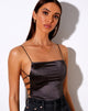 Image of Ozka Crop Top in Satin Dark Grey