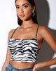 Image of Ozka Crop Top in Horizontal Zebra Black and White