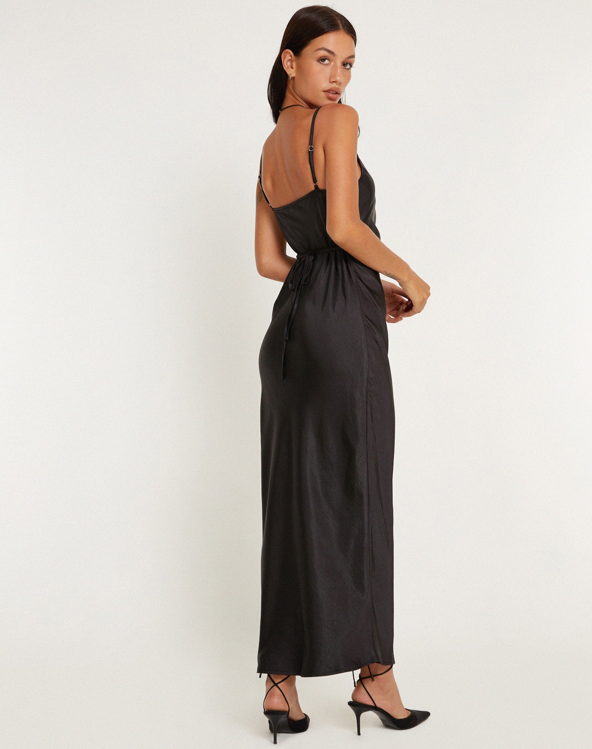 Padilla Maxi Dress in Satin Black Padilla Maxi Dress in Satin Black