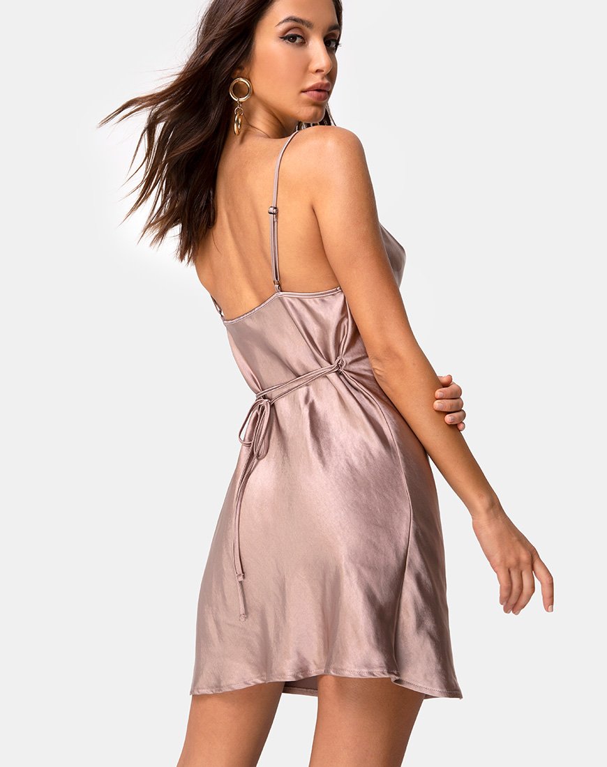 Paiva Dress in Satin Taupe
