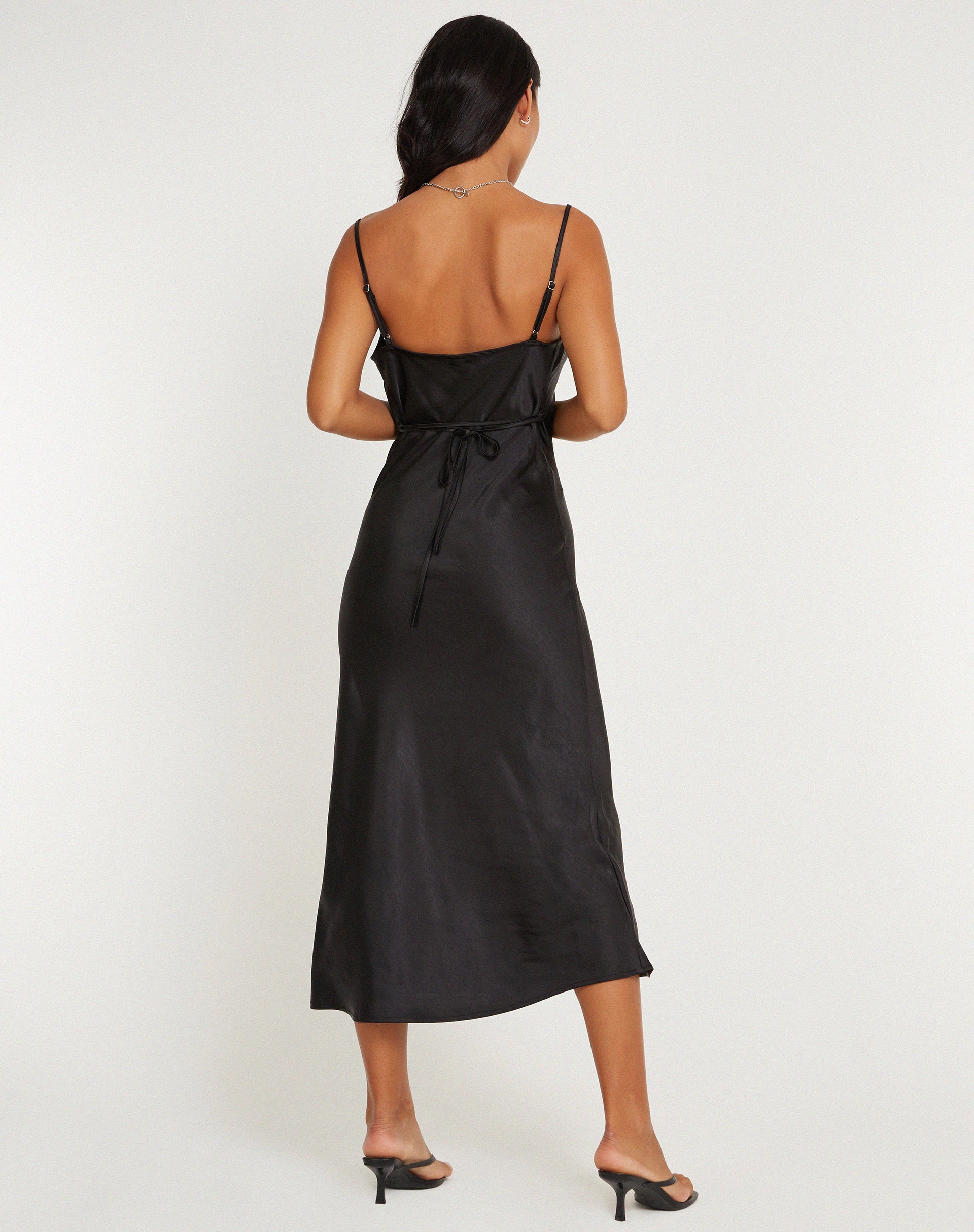motel rocks dress satin Paiva Dress in Satin Black