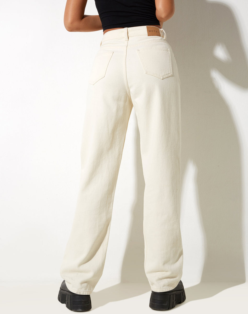 High Waisted 90s Wide Leg White Denim Jeans | Parallel – motelrocks-com-us