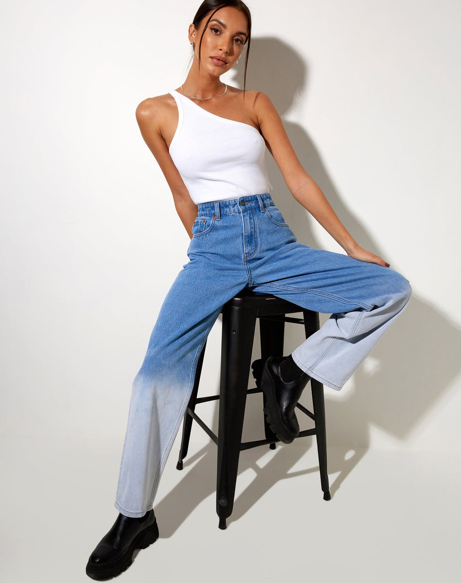 Blue Dip Dye High Waisted Wide Leg Jeans | Parallel – motelrocks-com-us