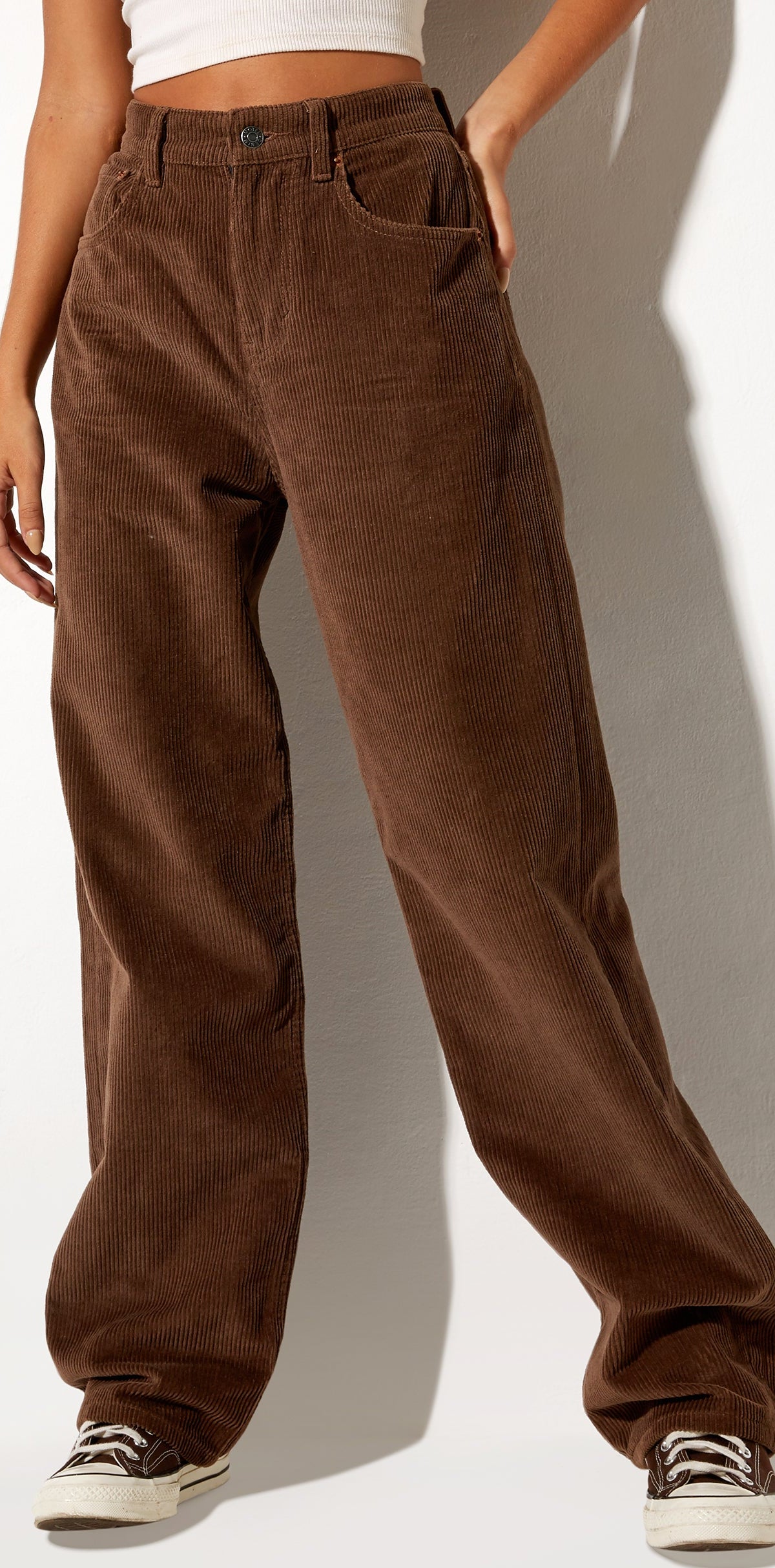 Dark Brown Corduroy 90's Wide Leg Jeans | Parallel – motelrocks-com-us