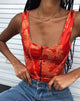 Image of Elci Corset Top in Dragon Flower Red Gold