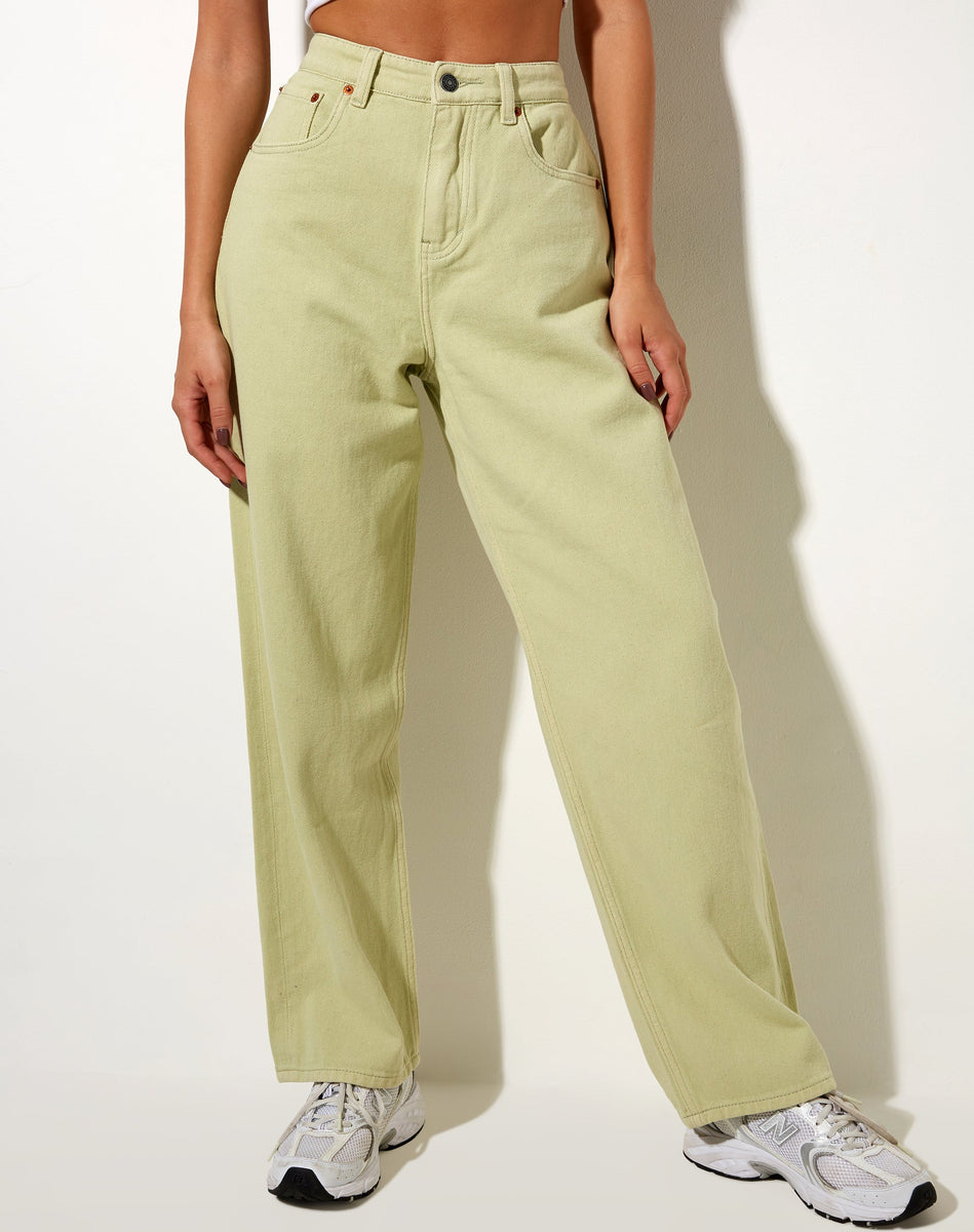 Sage Green High Waisted 90's Wide Leg Jeans | Parallel – motelrocks-com-us