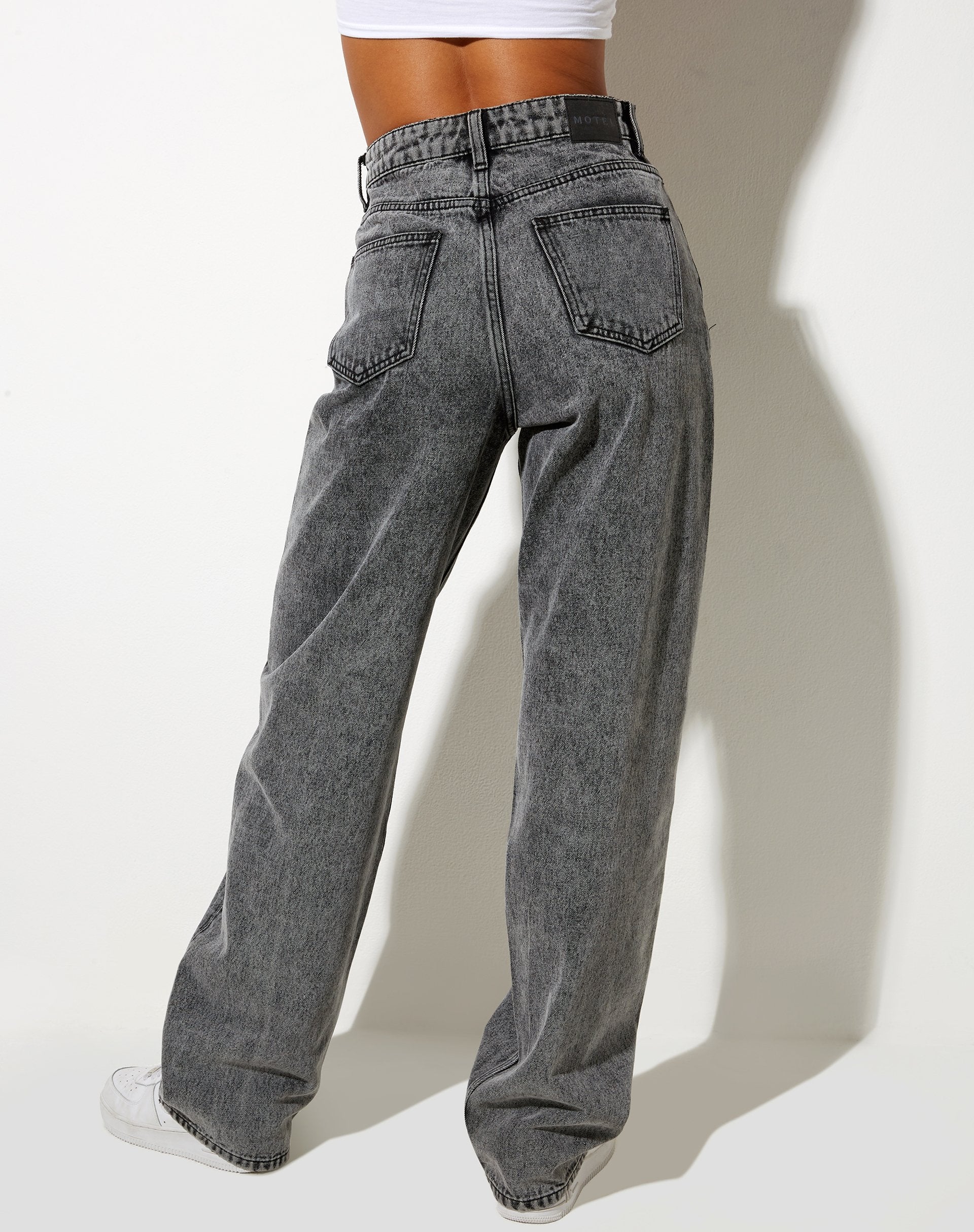 High Waist Black Acid Wide Leg Jean Parallel