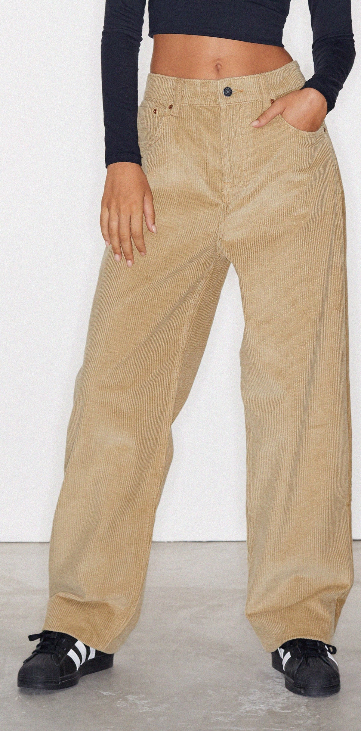 90's Wide Leg Corduroy Light Brown Trousers | Parallel – motelrocks-com-us