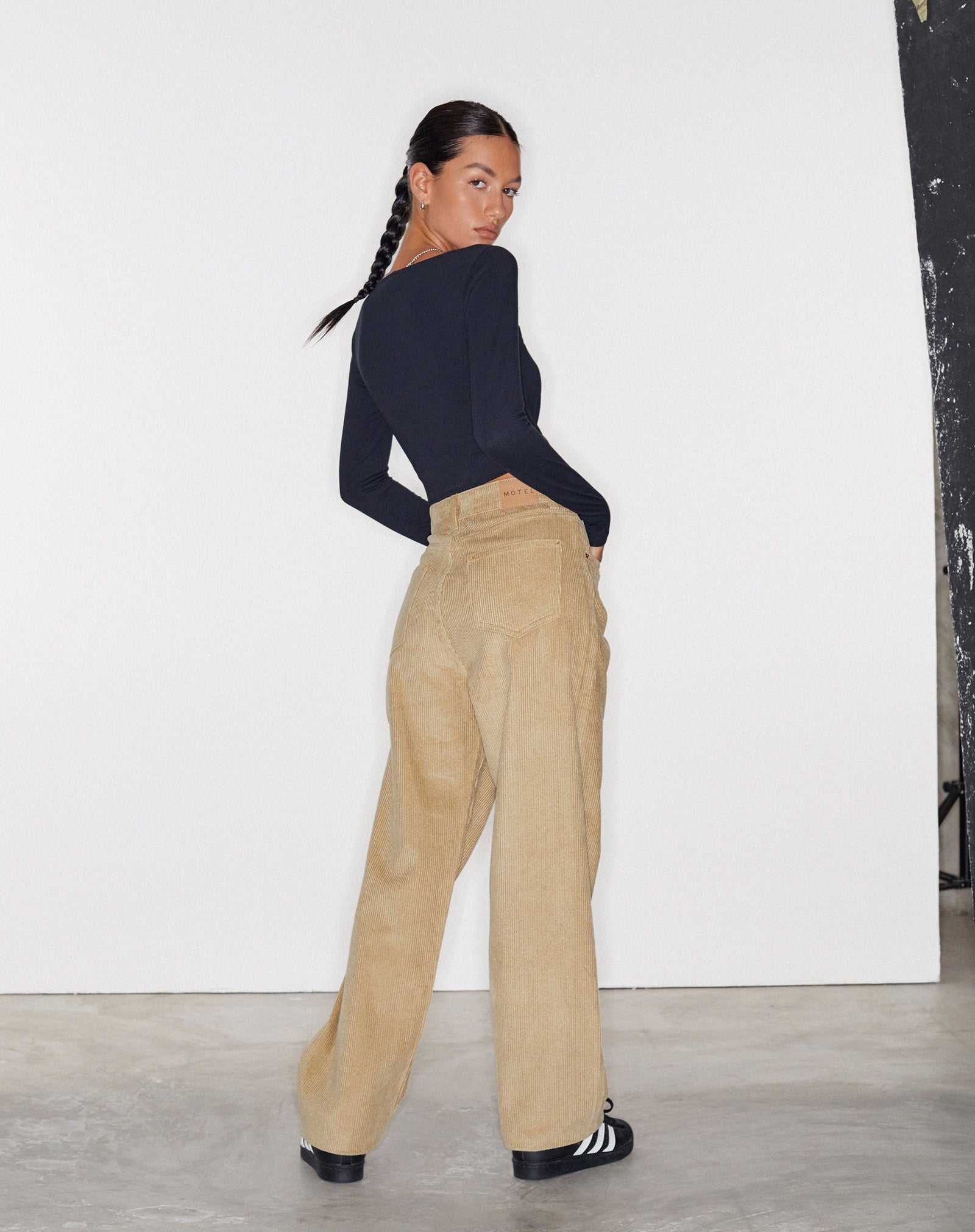 90's Wide Leg Corduroy Light Brown Trousers | Parallel