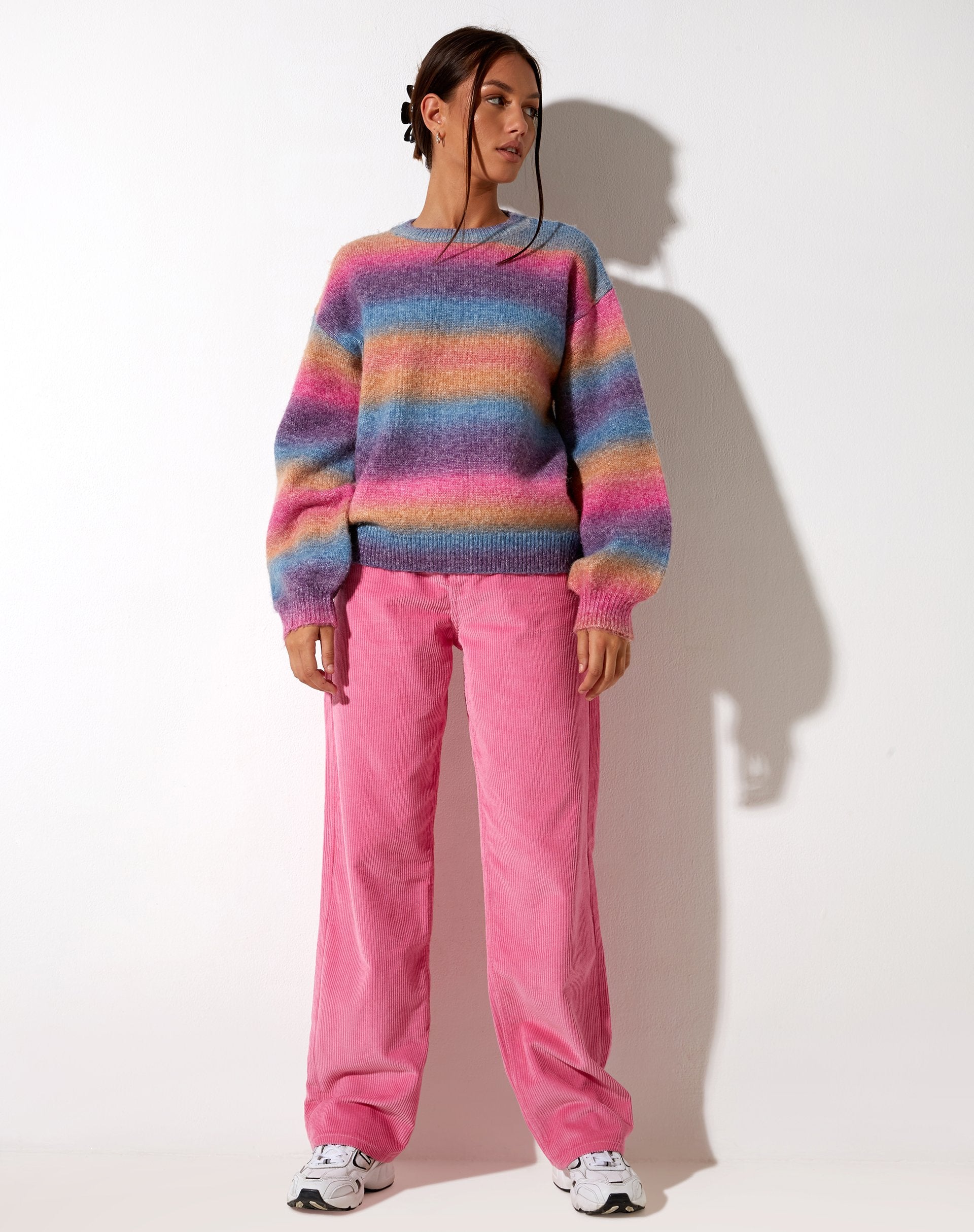 Bubblegum Pink Wide Leg Corduroy Trousers | Parallel