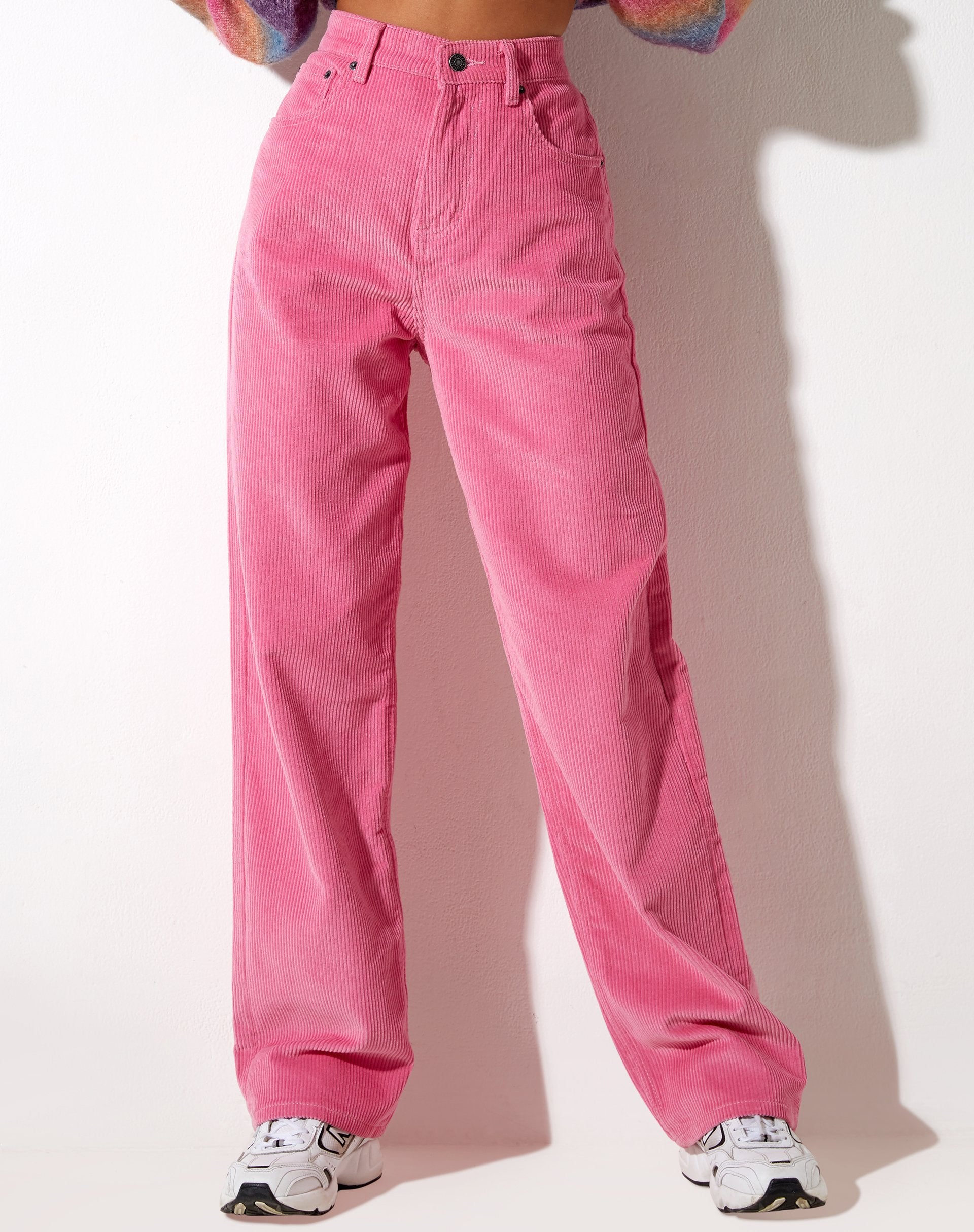 Bubblegum Pink Wide Leg Corduroy Trousers | Parallel