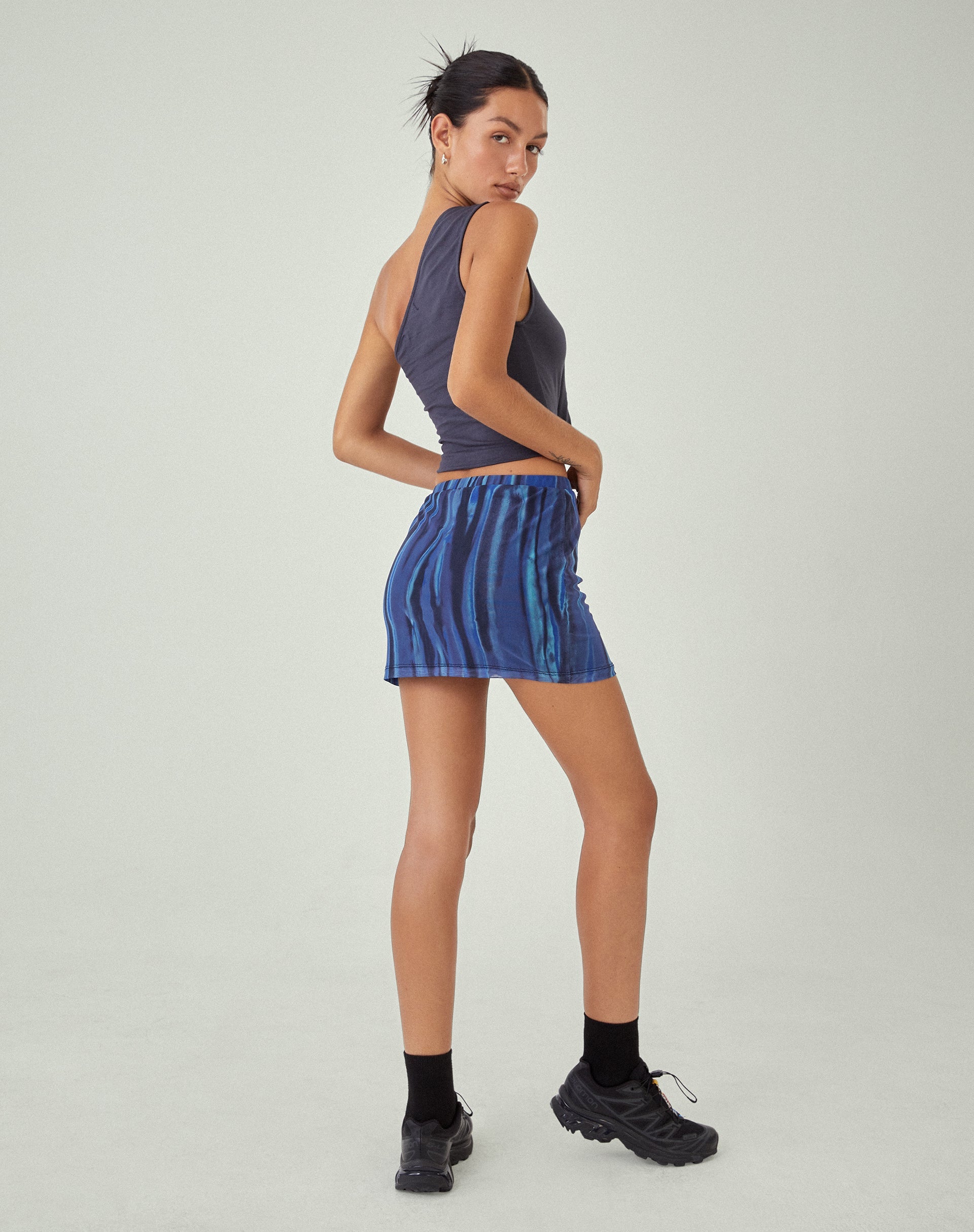 image of MOTEL X JACQUIE Pelma Mini Skirt in Colour Bleed Blue