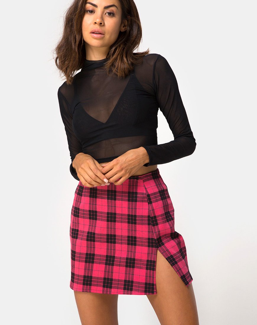 Image of Pelmet Skirt in Winter Plaid Red / Black