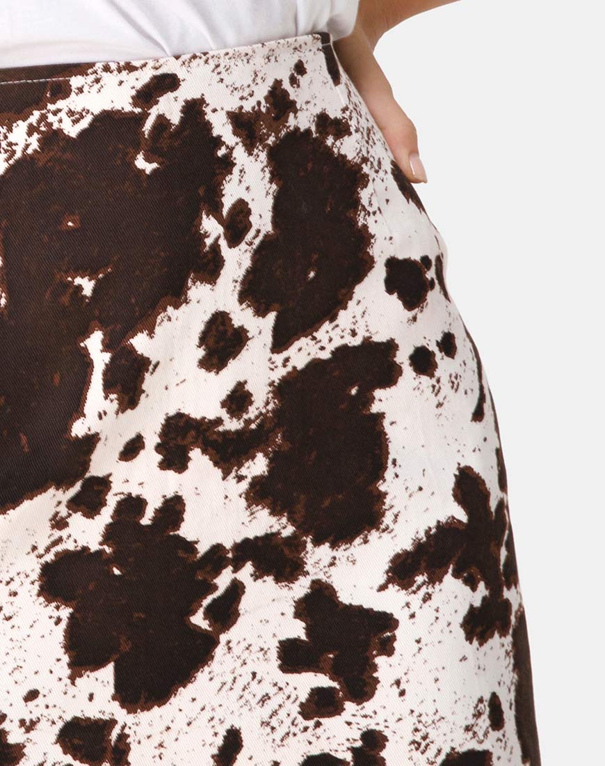Image of Pelmo Mini skirt in Cow Hide Brown and White
