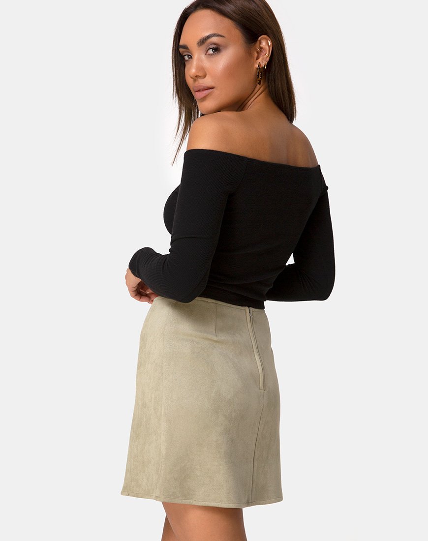 Image of Pelmo Skirt in Suede Khaki