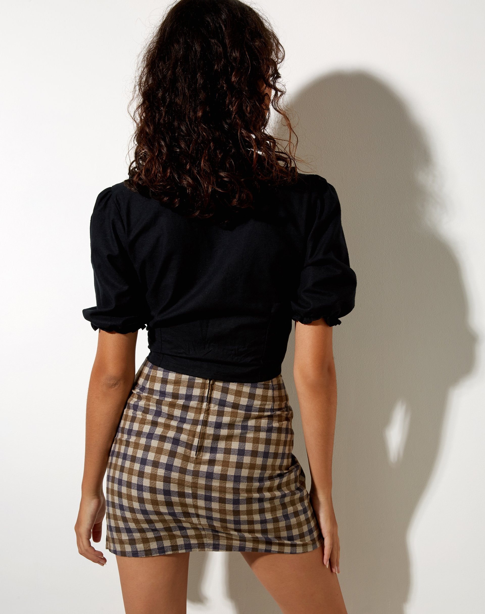 Image of Pelmy Mini Skirt in 40s Check Tan
