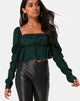 Image of Piery Top in Satin Cheetah Forest Green