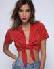 Image of Pilar Blouse in Satin Rust