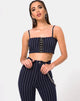 Image of Pin Pants in Navy Pinstriped