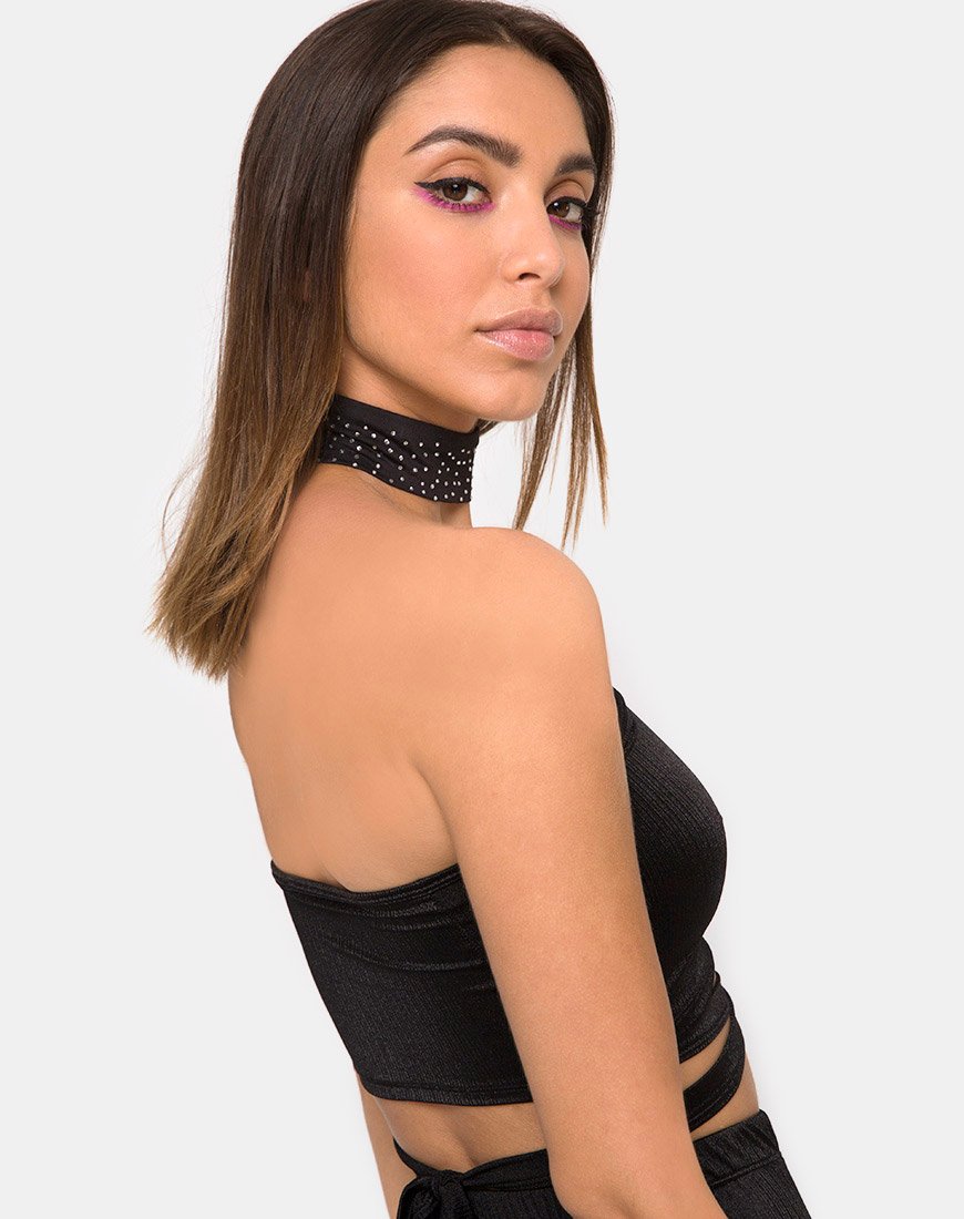 Black Bandeau Crop Top  Black – motelrocks-com-us