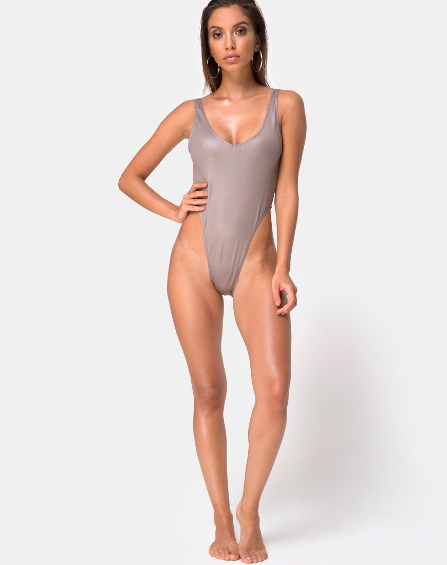 Image of Polaris Backless Swimsuit in Coco