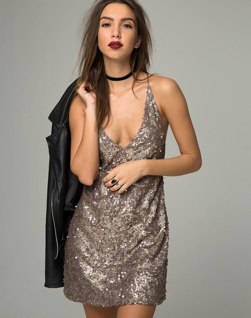 Image of Purpura Dress in Glitter Sequin Antique Gold
