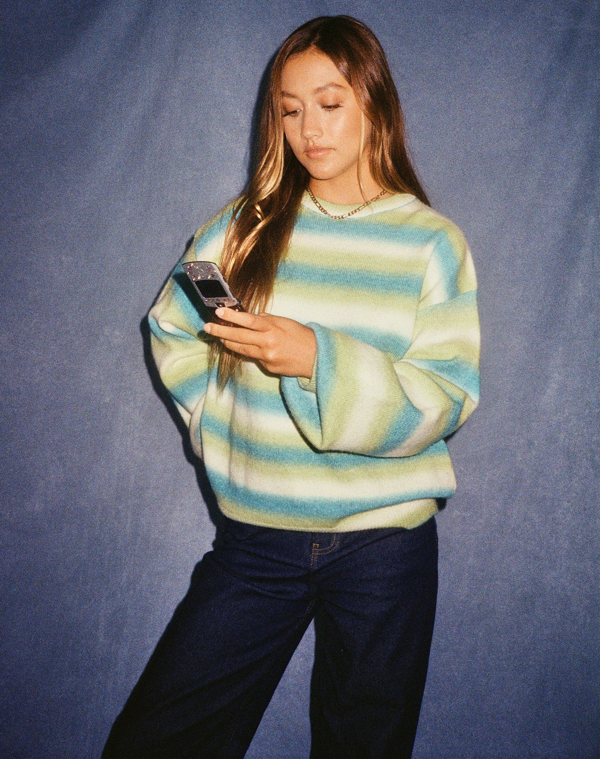 image of Ammaria Jumper in Blue Mix Stripe