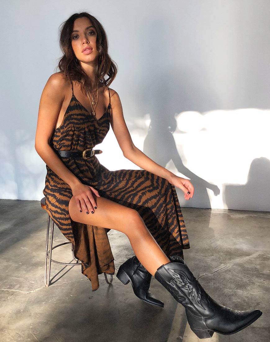 Image of Hime Maxi Dress in Animal Drip Brown
