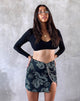 Image of Wren Skirt in Dragon Flower Black and Mint