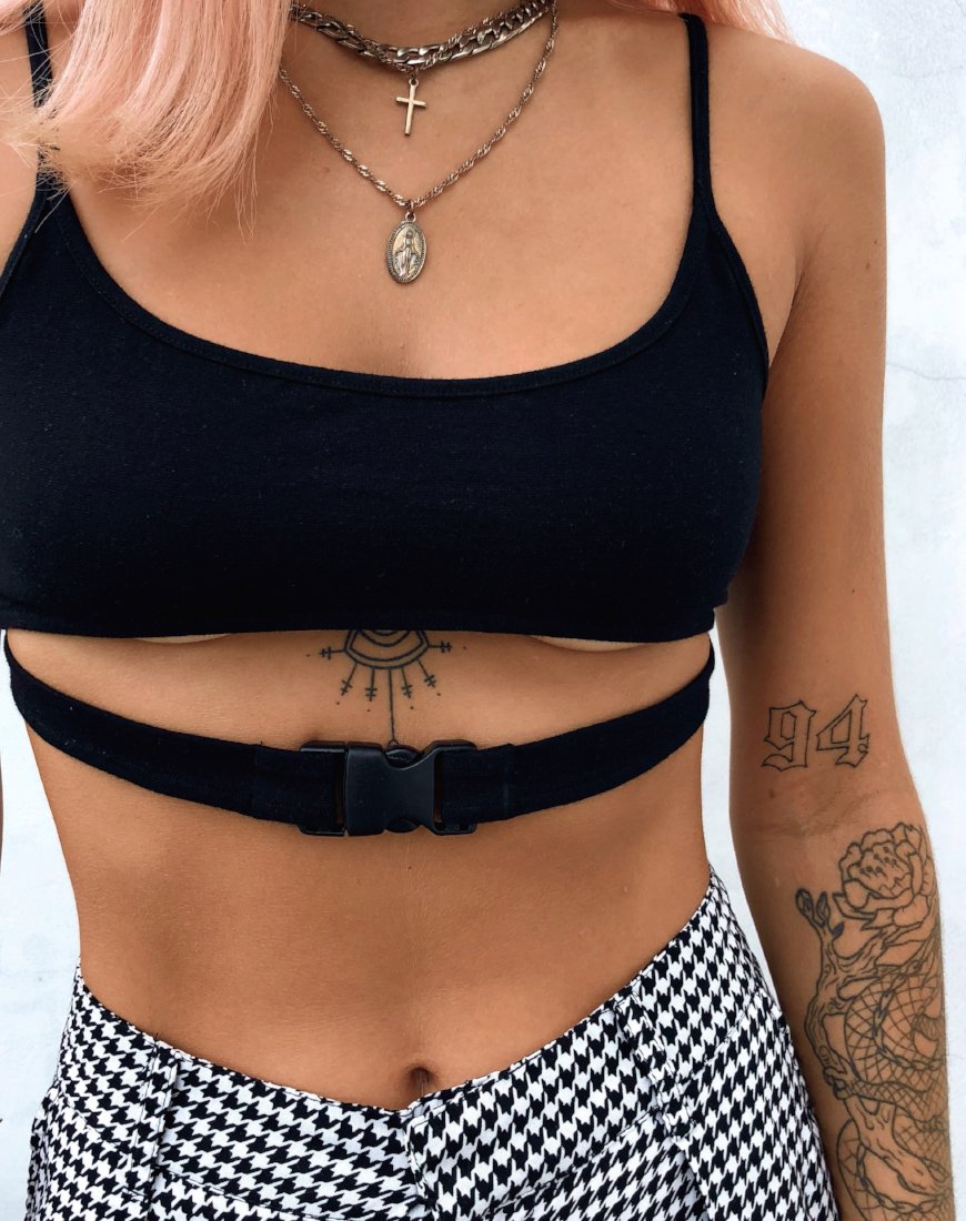 Milipe Crop Top in Black Buckles