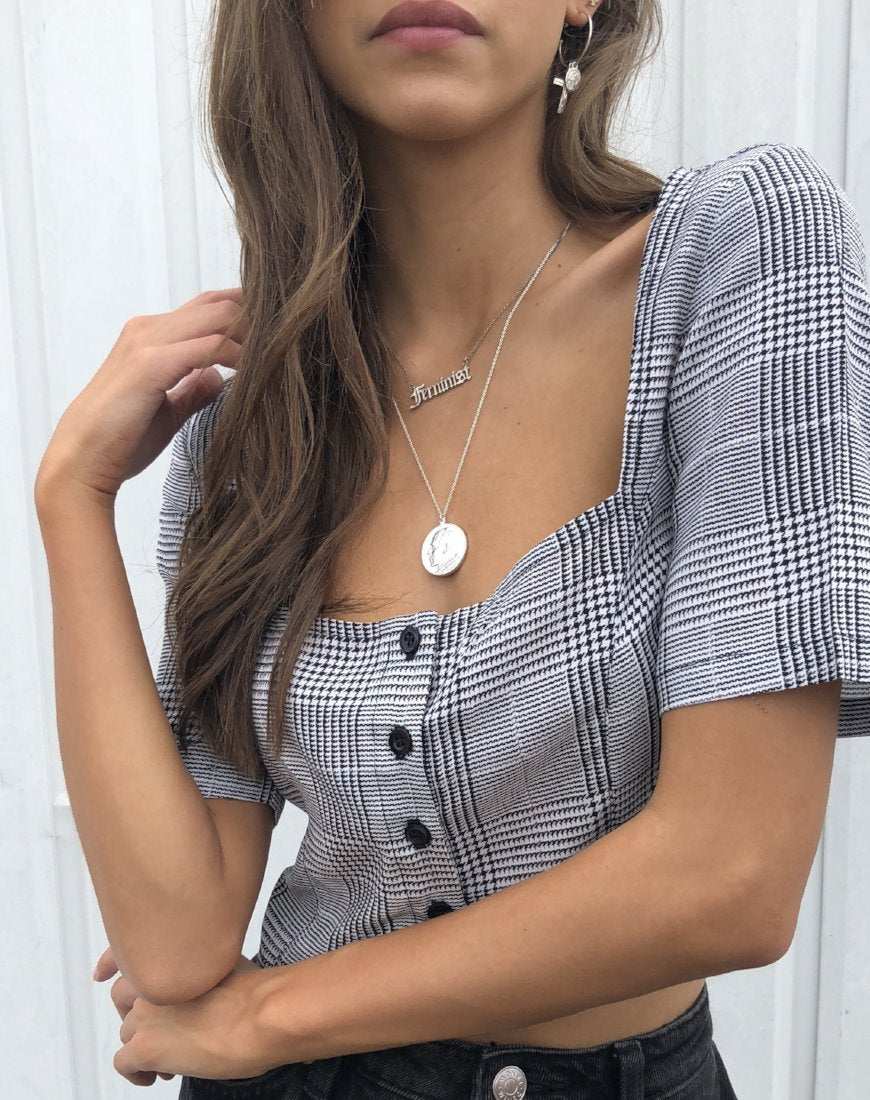 Image of Legia Crop Top in Charles Check Grey
