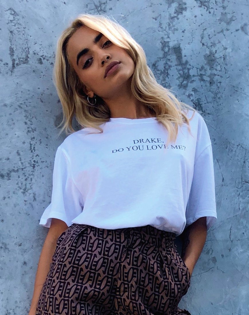 Image of Oversize Basic Tee in White Drake Do You Love Me