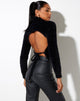 Image of Qolia Crop Top in Furry Knit Black