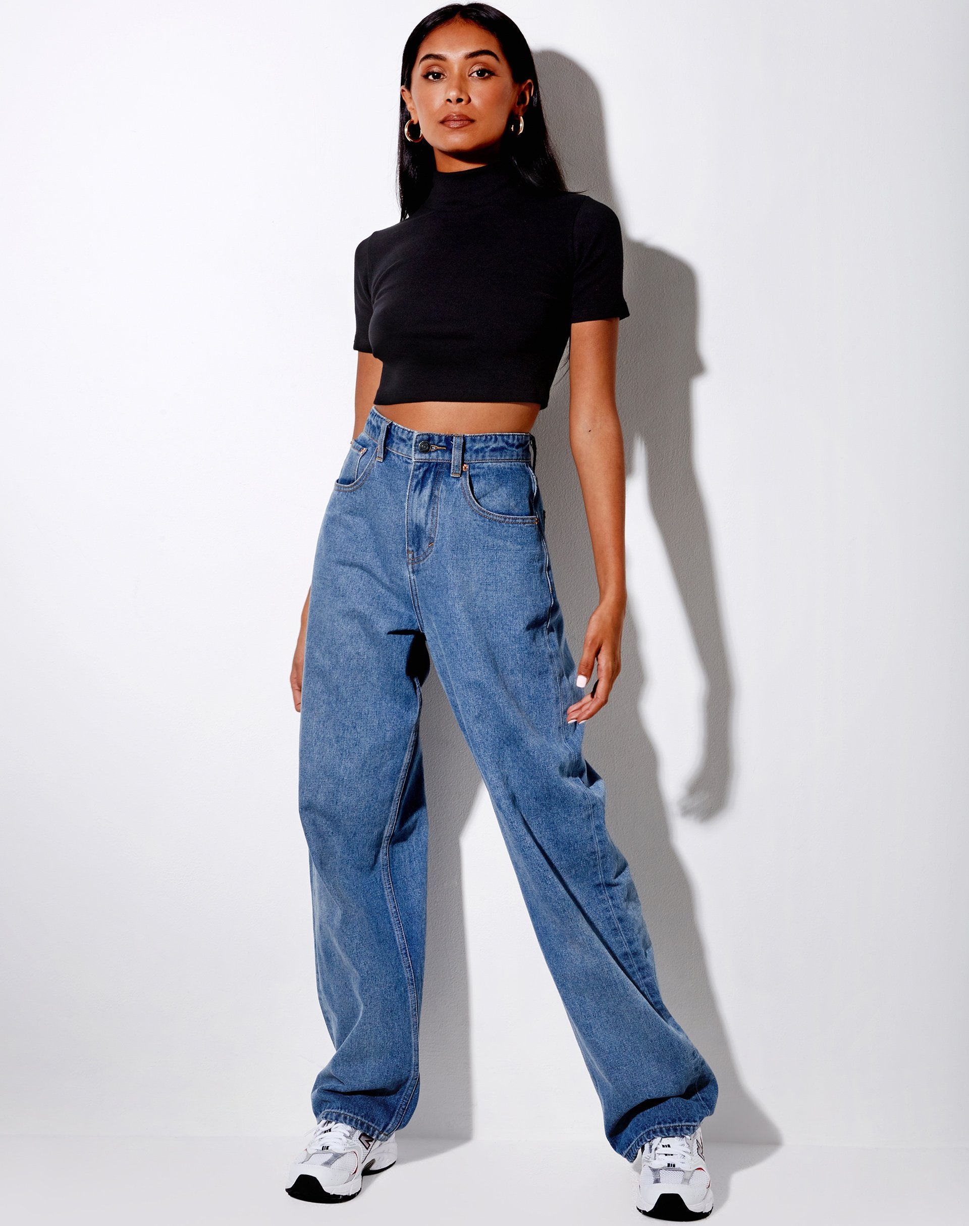 Image of Que Crop Top in Rib Black