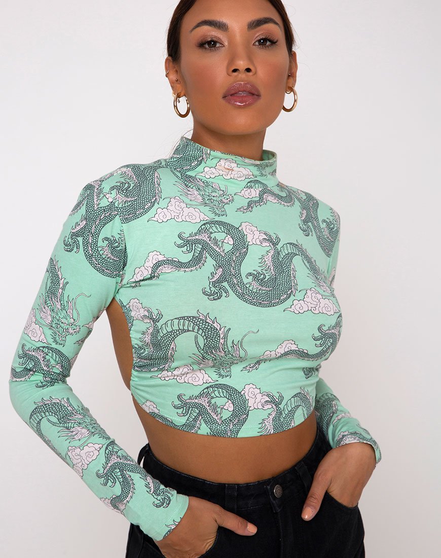 Image of Quelia Crop Top in Chinese Dragon Neo Mint