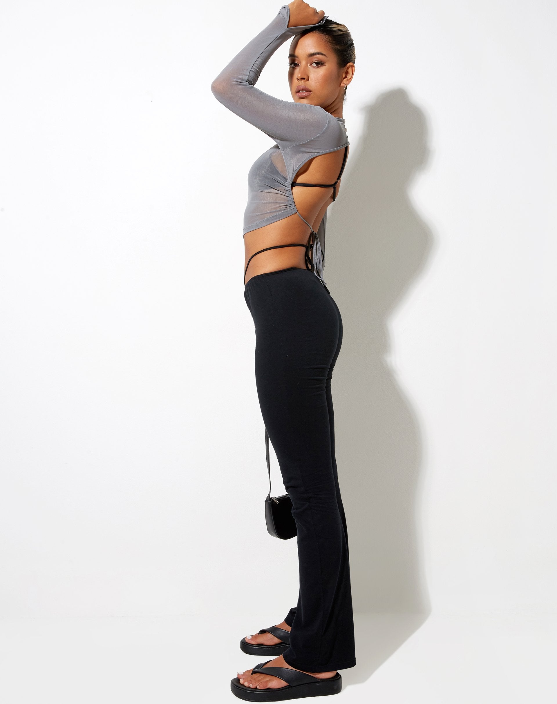 Image of Quelia Crop Top in Mesh Grey