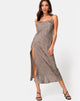 Image of Quinty Dress in Satin Rose Silver Grey