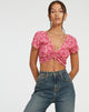 image of Raeto Crop Top in Ditsy Floral Pink