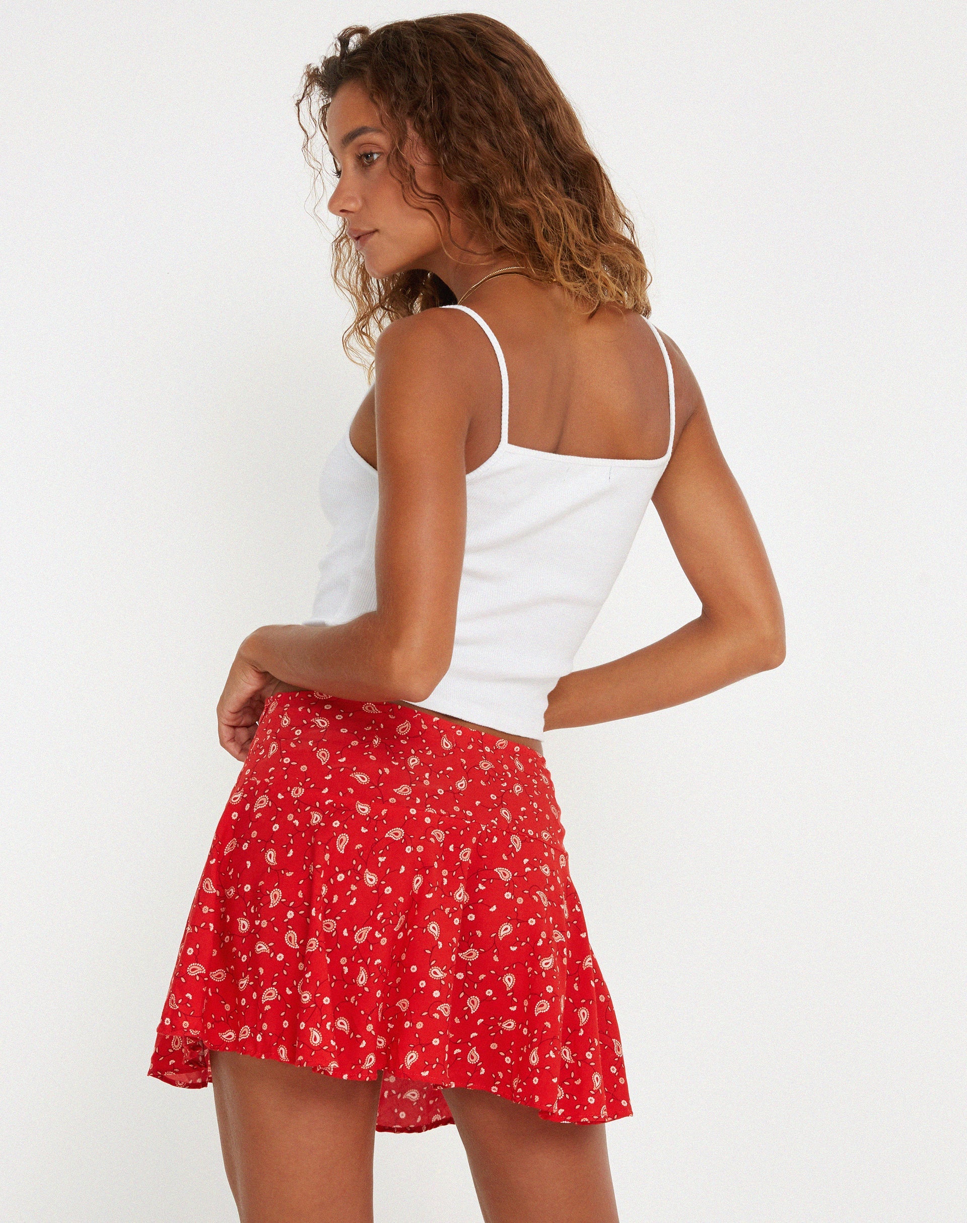 image of Rara Mini Skirt in Paisley Fun Red