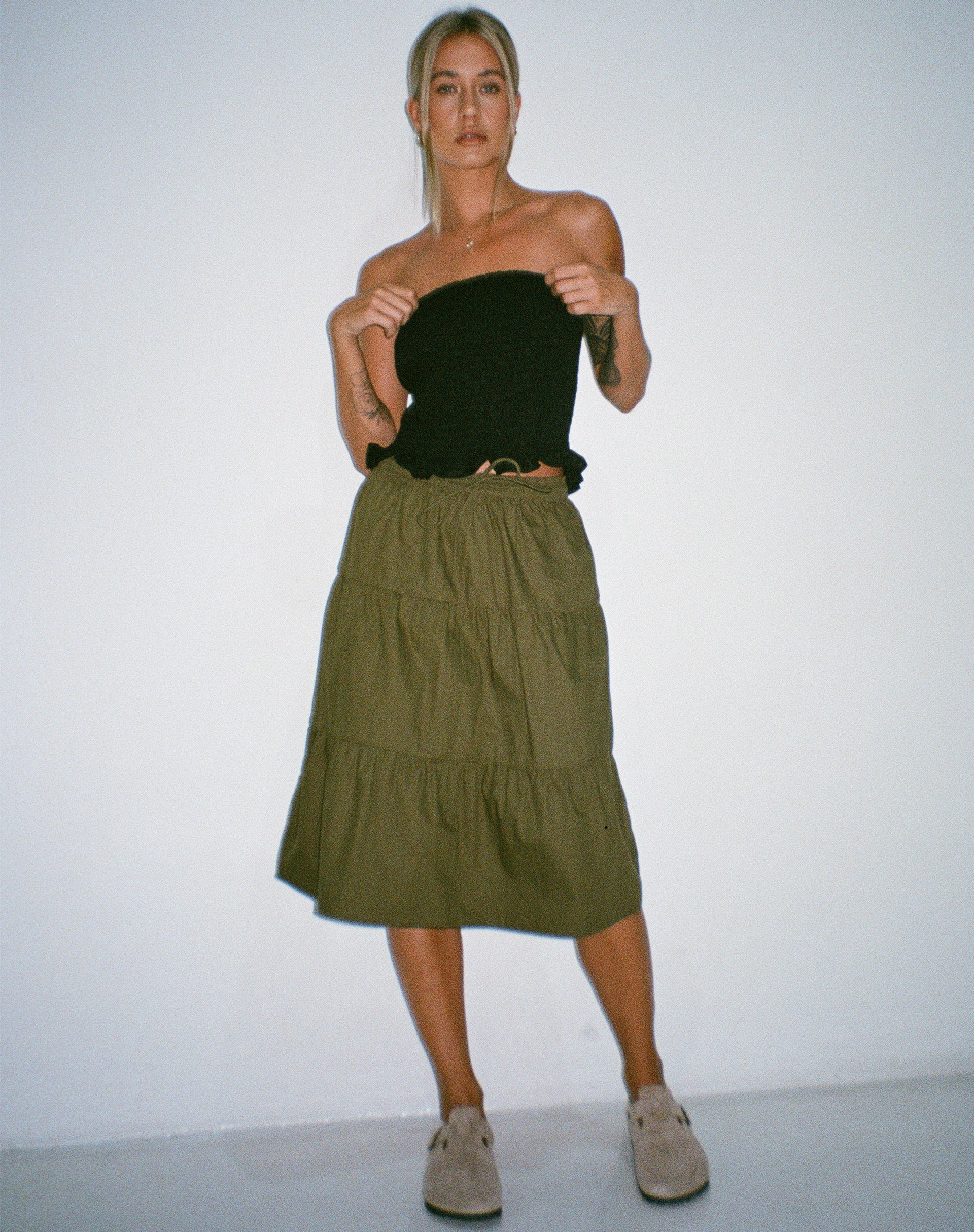 image of Reef Midi Skirt in Loden Green